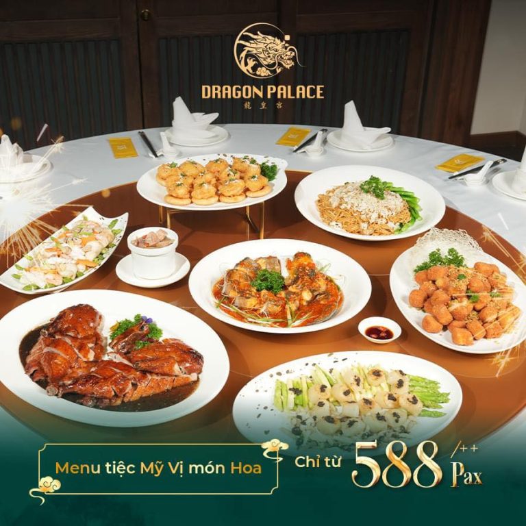 Các món ăn đặc sắc tại nhà hàng Dragon Palace nổi bật với dimsum tinh tế, vịt quay Bắc Kinh, há cảo tôm, xíu mại và các món ăn Quảng Đông chuẩn vị.