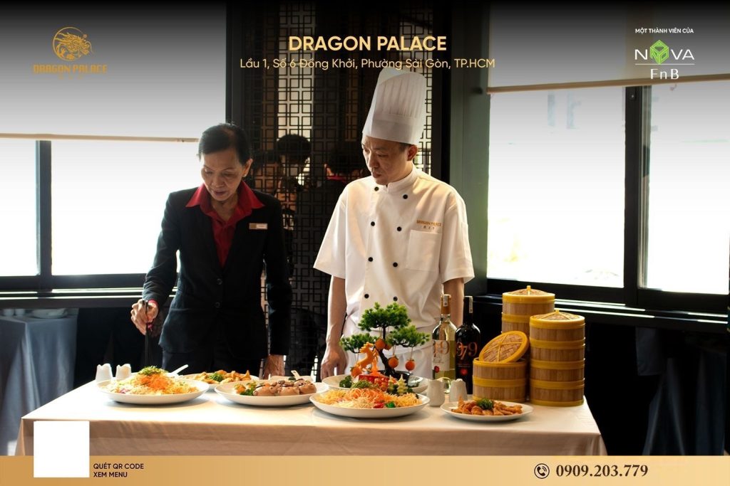 Tại Dragon Palaces - Món ăn được trình bày chỉnh chu, từng chi tiết tinh tế thể hiện đẳng cấp của một nhà hàng trung hoa nổi tiếng tphcm.